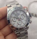 Swiss Rolex White Daytona Replica Watches - SS White Dial Sec @ 6 oclock